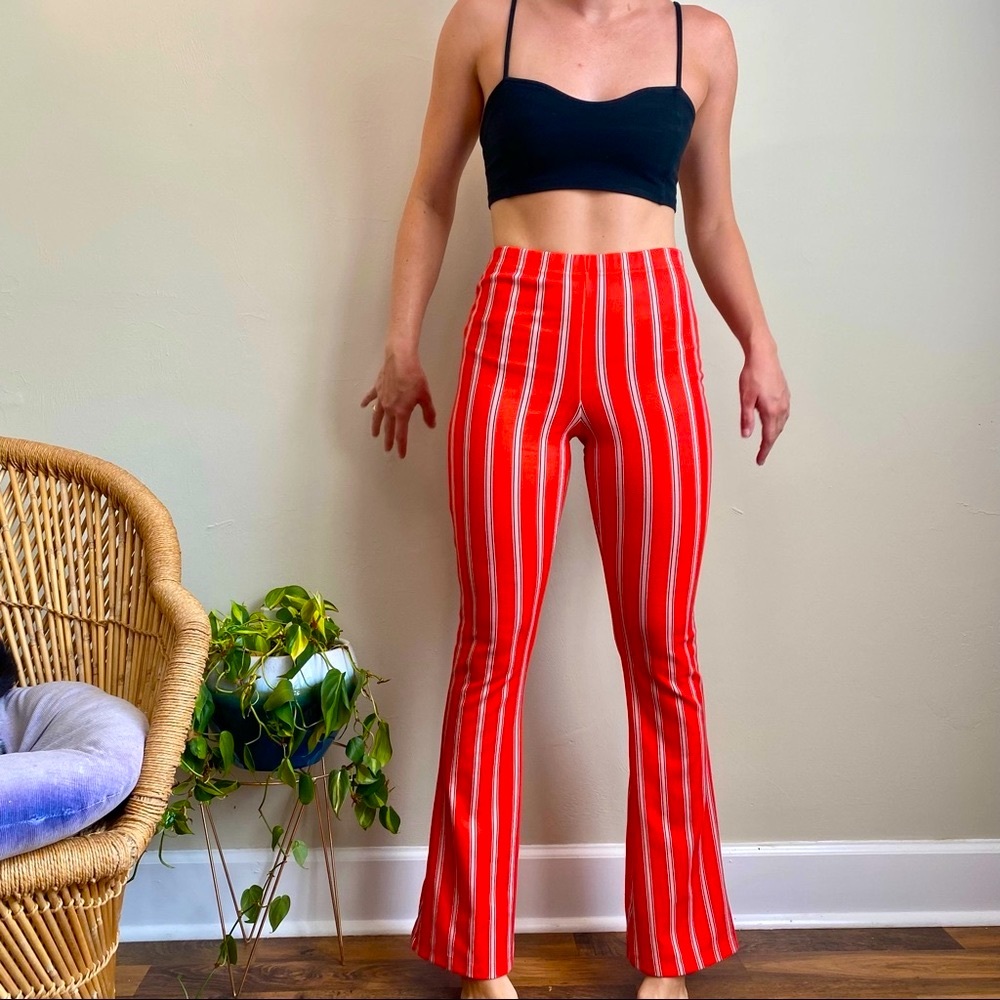 Orange Flare Striped Pants